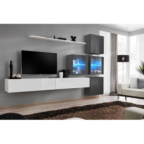 Ensemble Meubles De Salon Switch Xix Design, Coloris Blanc Et Gris Brillant.