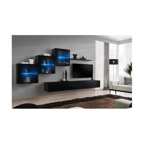 Ensemble Meubles De Salon Switch Xx Design, Coloris Noir Brillant.