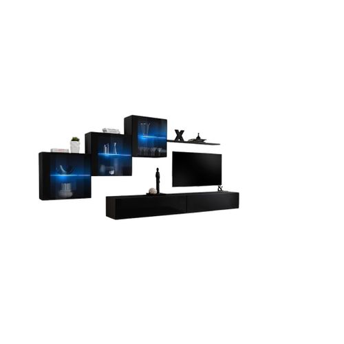 Ensemble Meubles De Salon Switch Xx Design, Coloris Noir Brillant.