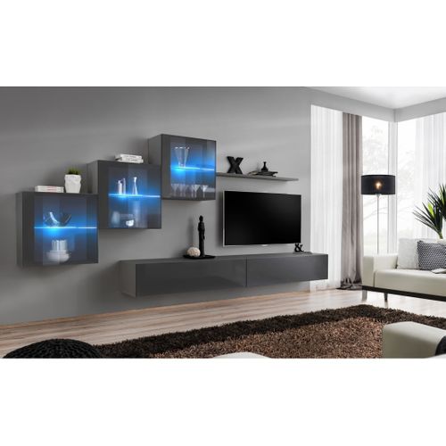 Ensemble Meubles De Salon Switch Xx Design, Coloris Gris Brillant.