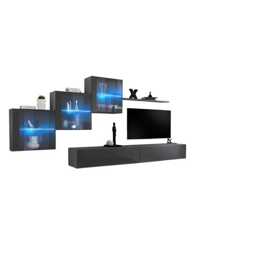 Ensemble Meubles De Salon Switch Xx Design, Coloris Gris Brillant.