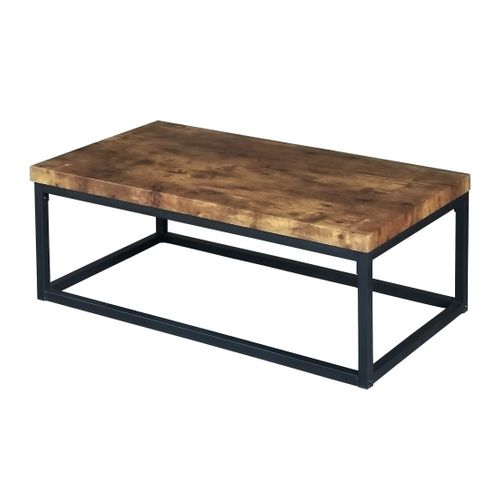 Table Arizona Plateau En Bois Foncé, Pied En Acier Noir – 100 X 36 X 55 Cm