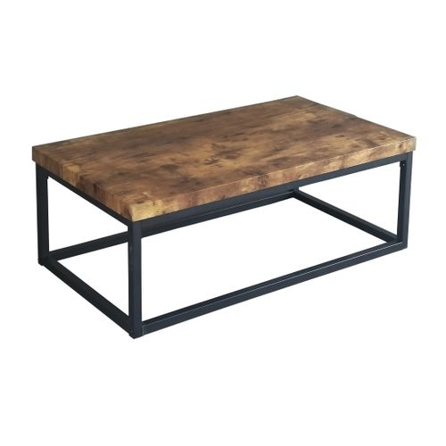 Table Arizona Plateau En Bois Foncé, Pied En Acier Noir – 100 X 36 X 55 Cm