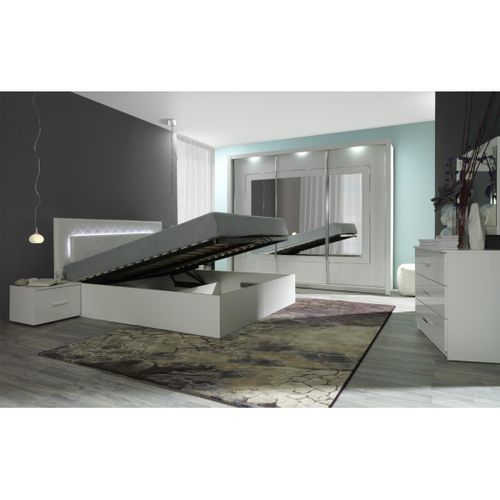 Lit Coffre Panarea – 2 Places 160x200 Cm Avec Sommier Et Coffre – Blanc Alpin