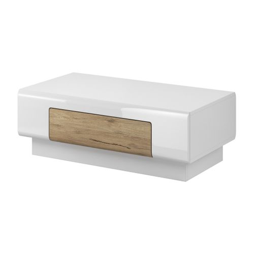 Table Basse Ohio – Blanc Mat Et Chêne 110x60 Cm