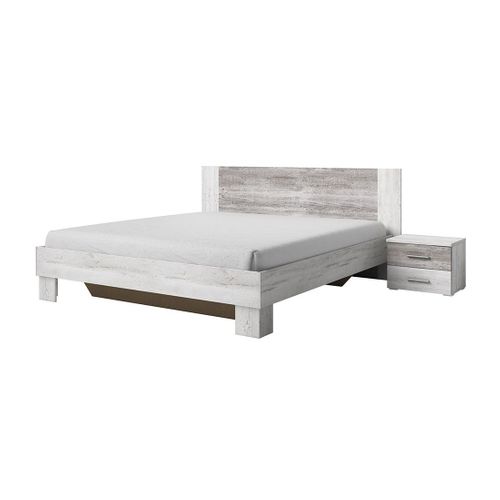 Lit Adulte 160x200 Collection Irina. Chevets Intégrés. Coloris Gris Clair Et Gris Foncé