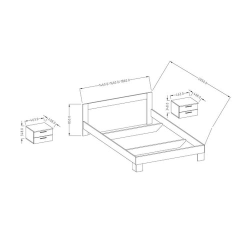 Lit Adulte 160x200 Collection Irina. Chevets Intégrés. Coloris Gris Clair Et Gris Foncé