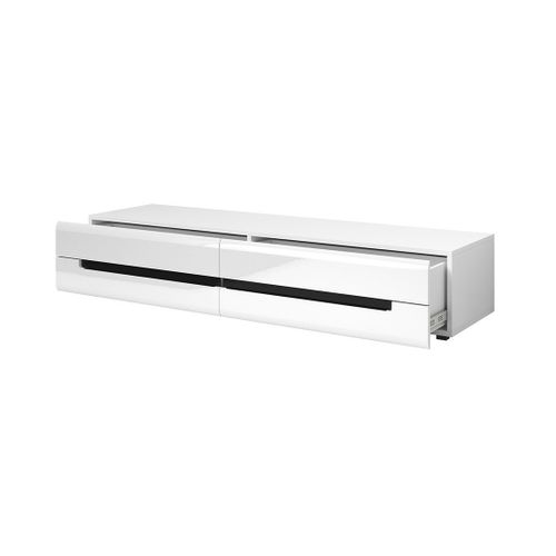 Meuble TV Lucia Avec 2 Tiroirs - Blanc Brillant - 180 X 34 X 50 Cm