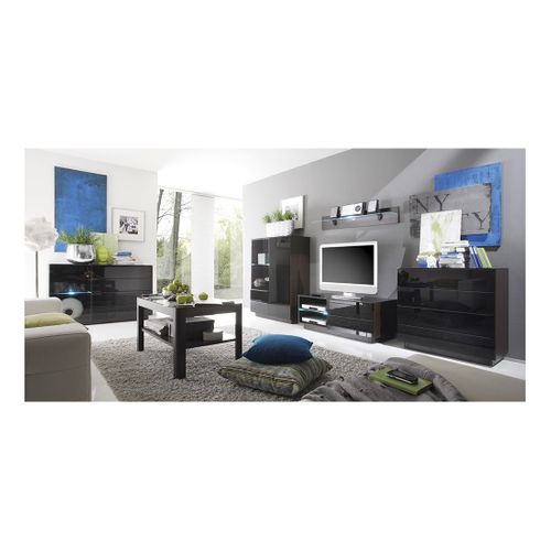 Buffet Tonga 138x87.5x43.5 Cm Avec 4 Tiroirs, 1 Porte Et LED, Coloris Wengé