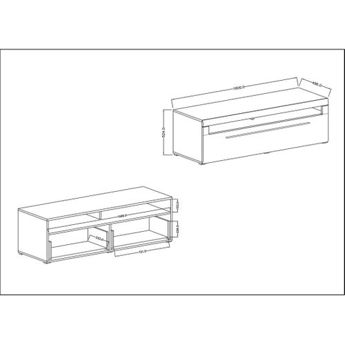 Meuble TV XL 160cm Collection Breda. Coloris Blanc Mat Et Blanc Brillant. Style Design.