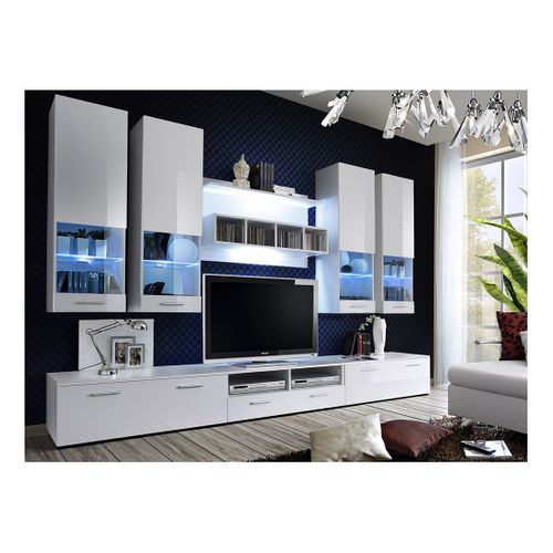 Composition De Meubles TV Design Collection Saga. Coloris Blanc