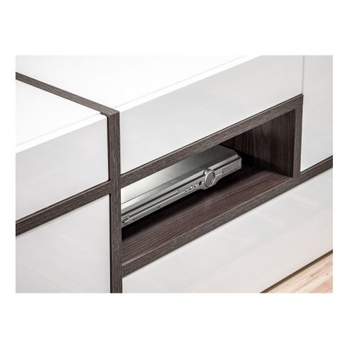 Ensemble 4 Meubles De Salon Collection Criss Avec LEDs Intégrés. Couleur Blanche Et Finitions Chêne