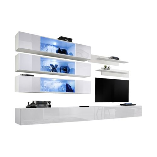 Ensemble De Meubles Suspendus Avec LEDs Collection Fly J3. Coloris Blanc.