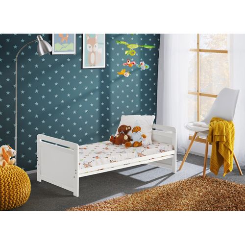 Lit Bébé Évolutif 60x120 - Guizmo - Coloris Blanc Mat - Lit Réglable Avec Tiroir Et Matelas.
