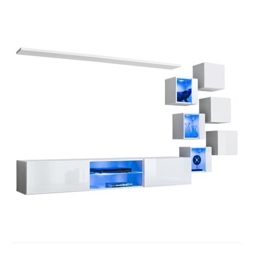 Ensemble Meubles De Salon Switch Xxi Design, Coloris Blanc Brillant.