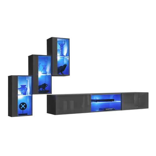 Ensemble Meubles De Salon Switch Xxii Design, Coloris Gris Brillant.