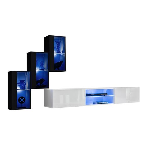 Ensemble Meubles De Salon Switch Xxii – LED – Noir Et Blanc – Design Suspendu