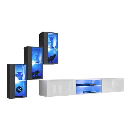 Ensemble Meubles De Salon Switch Xxii – LED – Gris Et Blanc – Design Suspendu