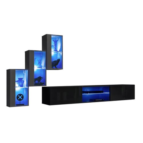 Ensemble Meubles De Salon Switch Xxii Design, Coloris Gris Et Noir.