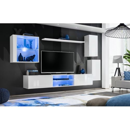 Ensemble Meubles De Salon Switch Xxiii Design, Coloris Blanc Brillant.