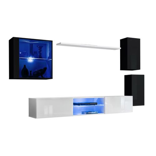 Ensemble Meubles De Salon Switch Xxiii – LED – Noir Et Blanc – Design Suspendu