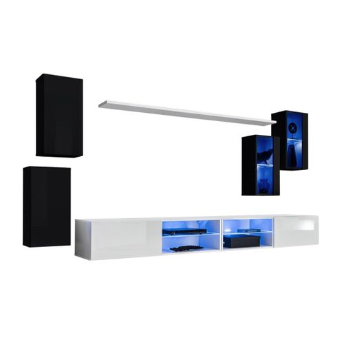 Ensemble Meubles De Salon Switch Xxv – LED – Noir Et Blanc – Design Suspendu