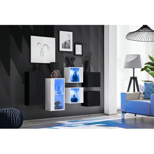 Ensemble Meubles De Salon Switch Sbiv Design. Coloris Noir Et Blanc.