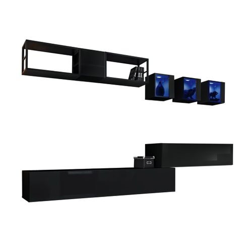 Ensemble Meubles De Salon Style Industriel Switch M3. Coloris Noir.