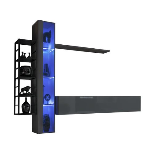 Ensemble Meubles De Salon Industriel Switch M7 – Blanc – LED Intégrées et Système Push To Open