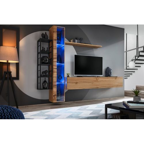 Ensemble Meubles De Salon Style Industriel Switch M7. Coloris Chêne.