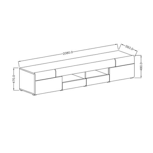Meuble TV 210cm Collection Ohio Avec LED Intégrée. Coloris Gris Anthracite Et Chêne.