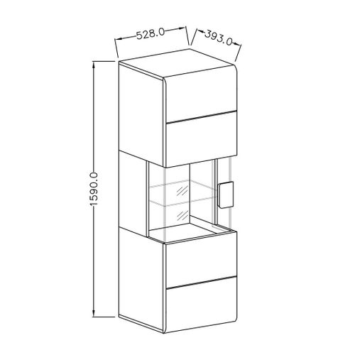 Vitrine Suspendue + LED Collection Ohio Coloris Blanc Et Finitions Chêne.