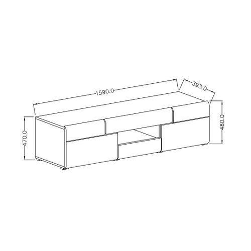 Meuble TV 160cm Collection Ohio. Éclairage LED Intégré. Coloris Blanc Et Chêne