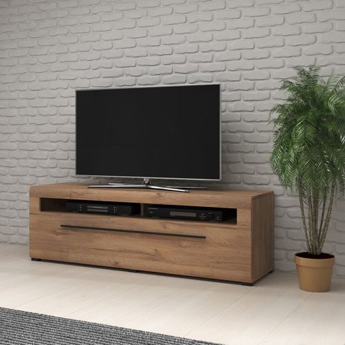 Meuble TV XL 160cm Collection Breda. Coloris Chêne. Style Design.