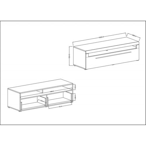 Meuble TV XL 160cm Collection Breda. Coloris Chêne. Style Design.