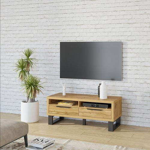 Meuble TV 120cm Collection Milo. Coloris Chêne. Style Design.