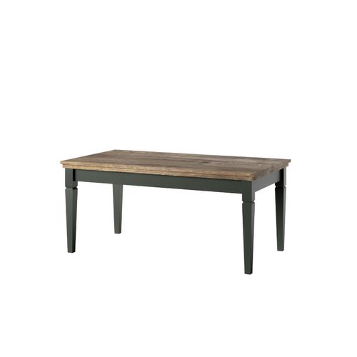 Table Basse Assia – Rectangulaire 110x60 Cm – Vert Et Chêne – Style Classique Chic