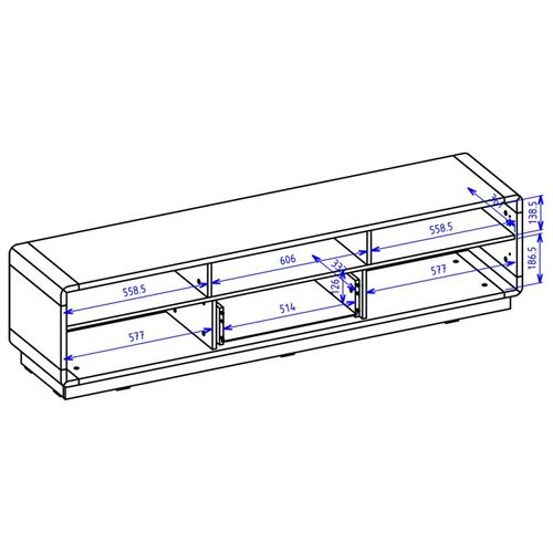 Meuble TV 180cm Collection Villa. Couleur Chêne Et Noir Mat. LED Intégrée
