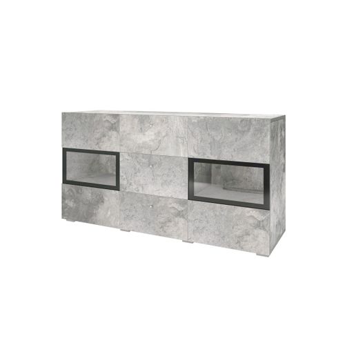 Ensemble Salon Complet Ramos – Effet Béton – 7 Meubles Avec LED Multicolore Intégrée