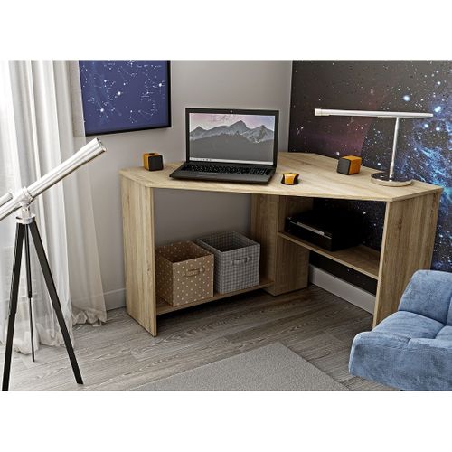 Bureau D'angle Karo – Chêne Clair – Design Moderne Avec Rangements Intermédiaires