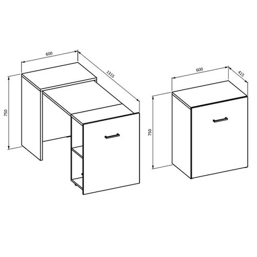 Bureau Pliable Spécial Petite Espace Collection Flip Coloris Chêne Foncé.