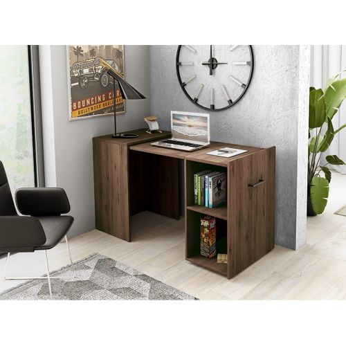 Bureau Pliable Spécial Petite Espace Collection Flip Coloris Chêne Foncé.