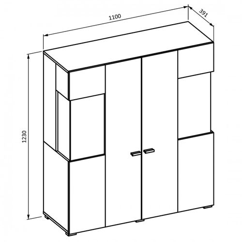 Buffet Haut Collection Kobee 2 Portes Vitrées Avec LED Intégrée. Couleur Blanc Et Chêne.