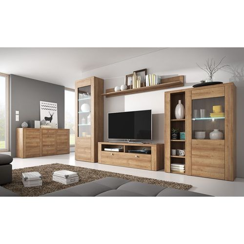 Meuble TV 140cm Collection Santiago. Couleur Chêne. 1 Porte