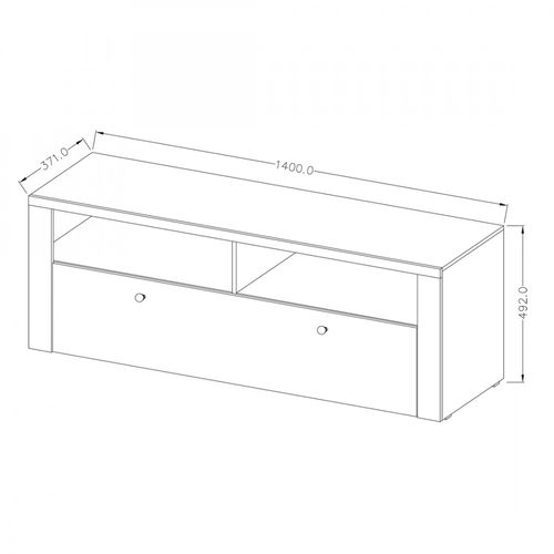 Meuble TV 140cm Collection Santiago. Couleur Chêne. 1 Porte