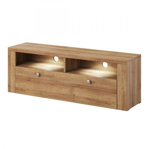 Meuble TV 140cm Collection Santiago. Couleur Chêne. 1 Porte