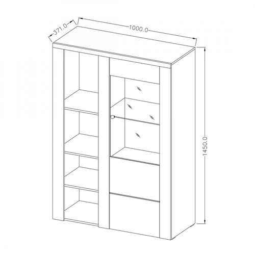 Buffet Haut Design 1 Porte Pour Salon Couleur Chêne. Collection Santiago.