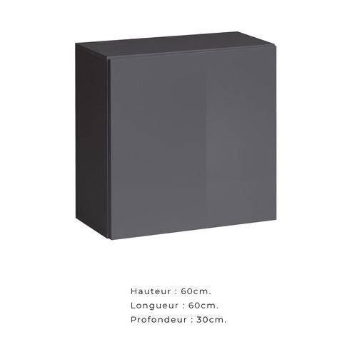 Armoire Cube Suspendue – Gris – Collection Switch – 60x60 Cm – Design Moderne