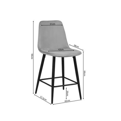 Chaise De Comptoir En Velours Boyld, Coloris Gris