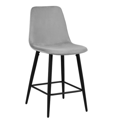Chaise De Comptoir En Velours Boyld, Coloris Gris